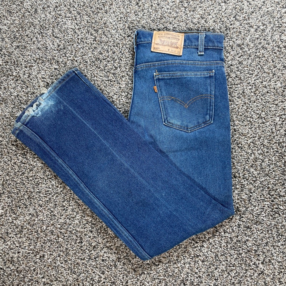 Vintage Levis 517 Orange Tab Men's 34x31 USA Made Bootcut Blue 00517-2017
